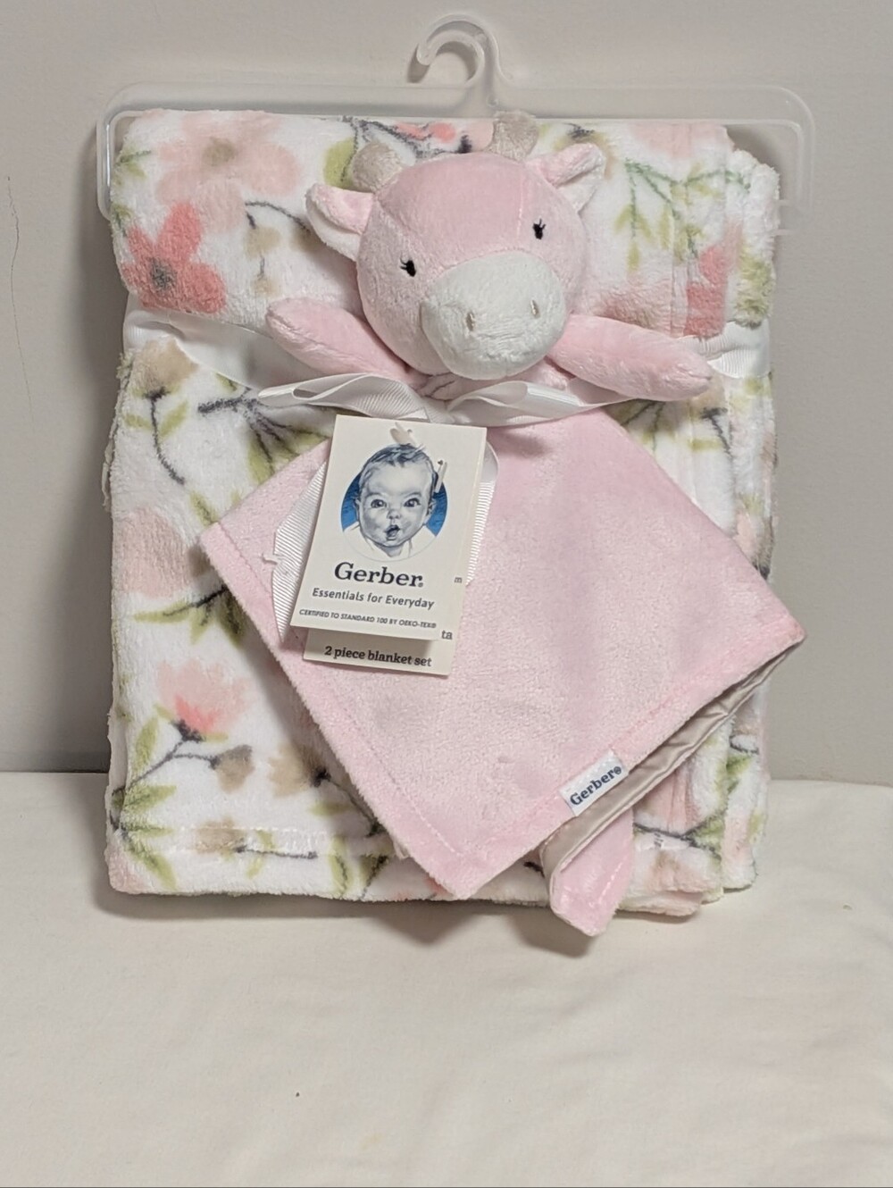 Gerber Giraffe Lovey And Security Blanket 2 Piece Plush Buddy Set. Pink.  NWT